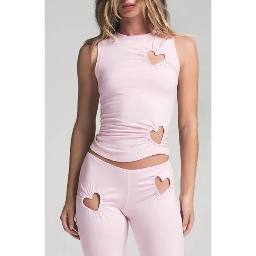Skims heart cotton jersey tank cut outs sold out cherry blossom pink small NWT